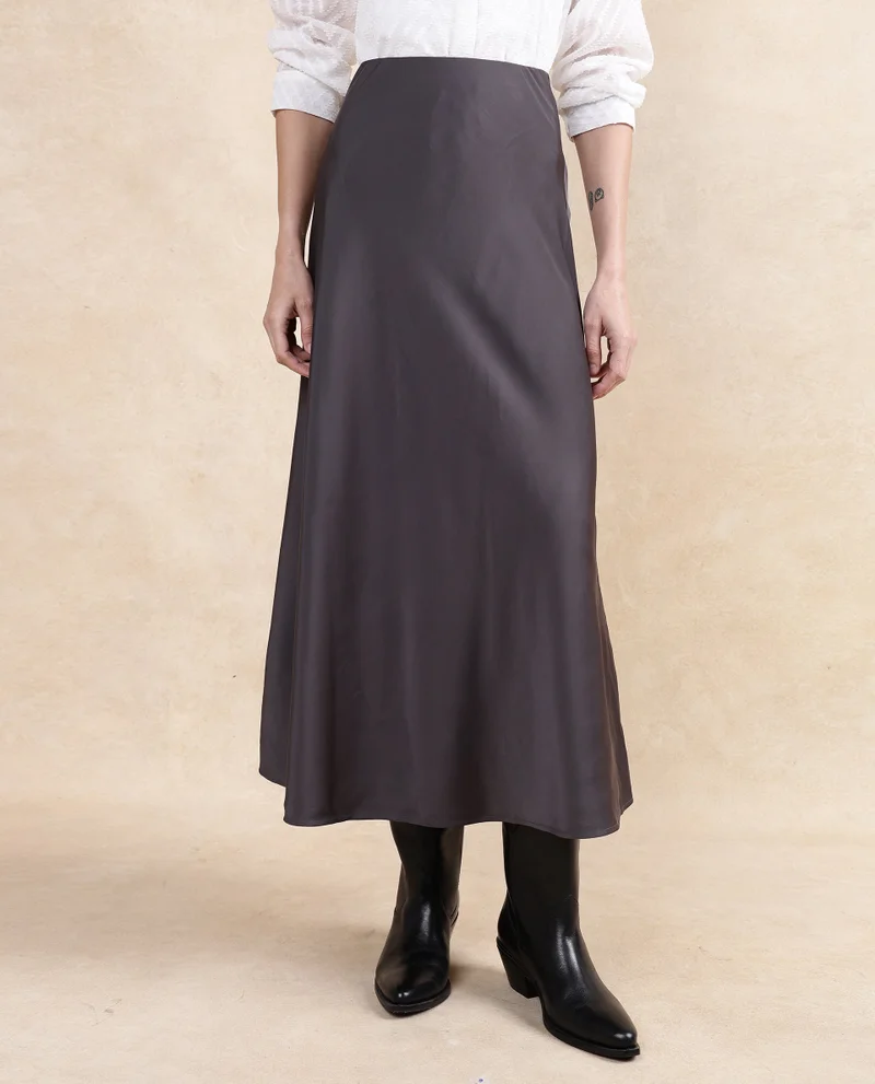 Rareism Women's Satin Midi Skirt
