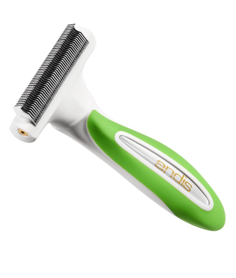 Andis Premium Fine-Tooth Deshedding Rake - White-Green - Image 1
