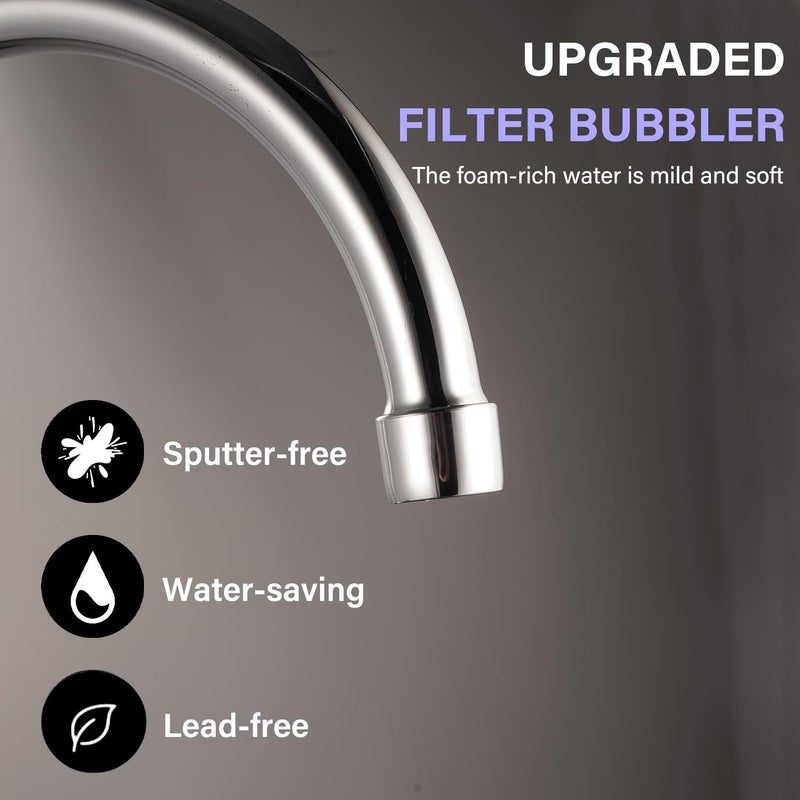 SOLVEX 2 Handle Kitchen Sink Faucet, High Arc 360 Swivel Stainless Steel Pipe 3 Hole Kitchen Faucet, Commercial Modern Chrome Kitchen Sink Faucet, US-SP-80066 - Image 4