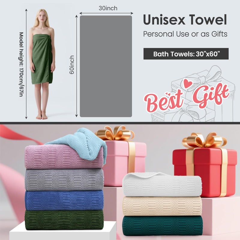 JML Microfier Bath Towels Set of 2, Large Microfier Body Towel for Adult, 30" x 60", Oversized, Soft, Super Absorbent, Fast Drying, Use for Sauna,Gym,Sport, Fitness, Yoga, Diamond Cross Grid Camel - Image 2