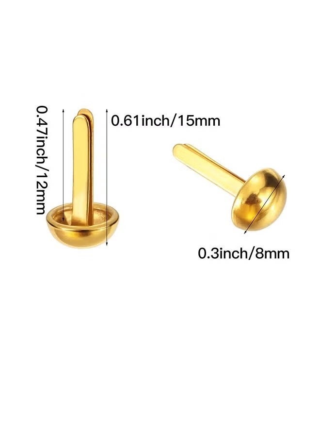 300pcs Paper Fasteners Brass, 15* 8 mm Split Pins Round Metal Art Fasteners Brass Decorative Pins, Gold - Image 2