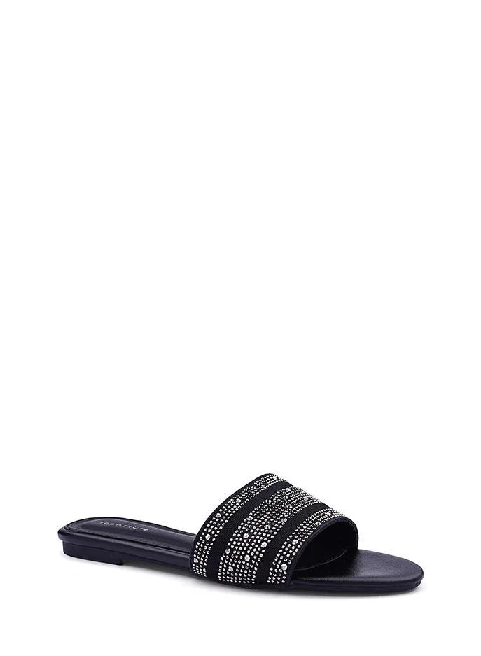 أيقون صنادل نسائية منزلقة مرصعة بأحجار الراين