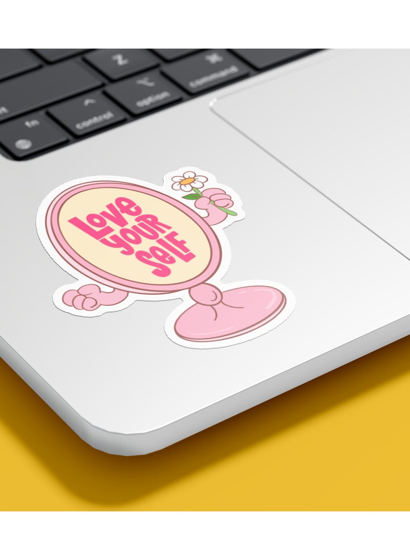 Boomah Accessories 1-Piece Creative Motivation Girl Power Waterproof Vinyl Stickers, Love Yourself,  for Laptop , Mobile , Mug , Skateboard , Guitar for kids, adult , girls, nursery 8x6cm - Image 1