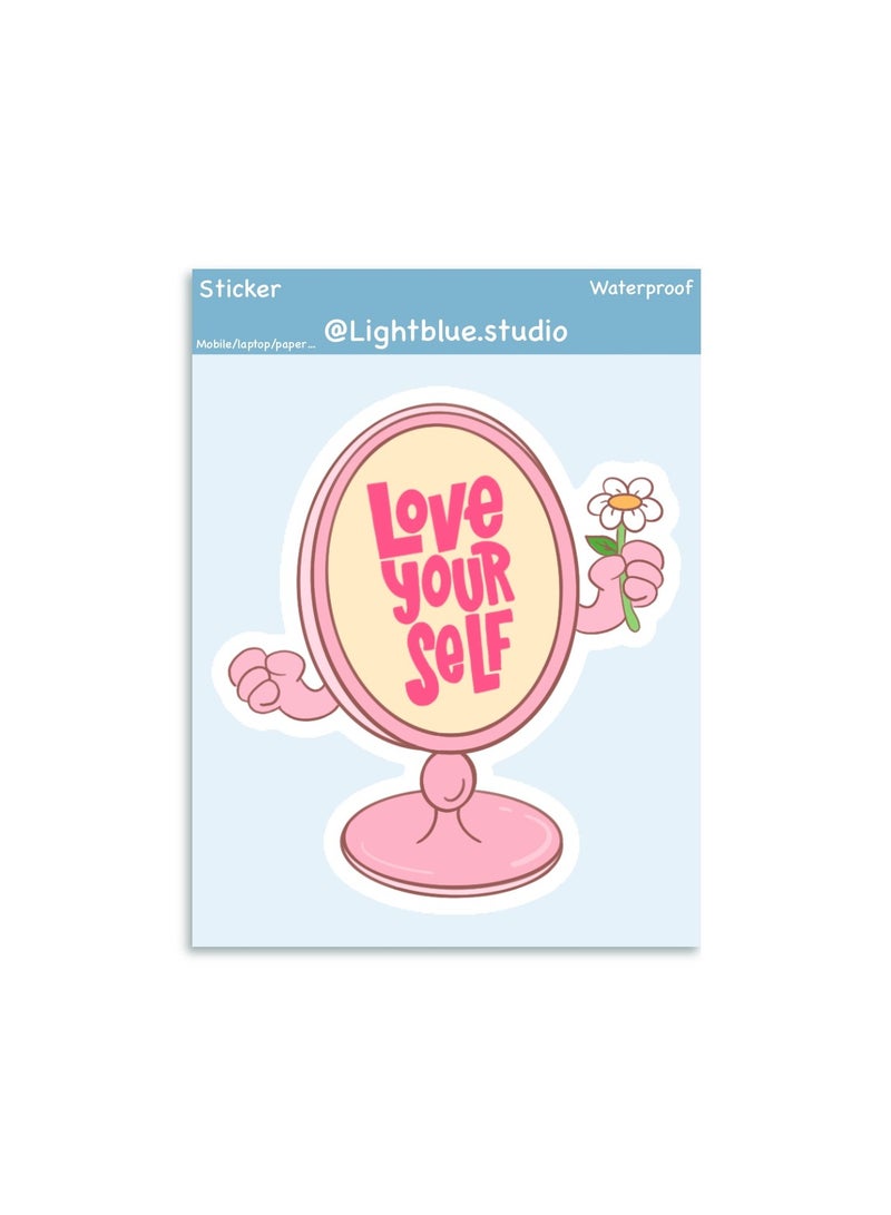 Boomah Accessories 1-Piece Creative Motivation Girl Power Waterproof Vinyl Stickers, Love Yourself,  for Laptop , Mobile , Mug , Skateboard , Guitar for kids, adult , girls, nursery 8x6cm - Image 2