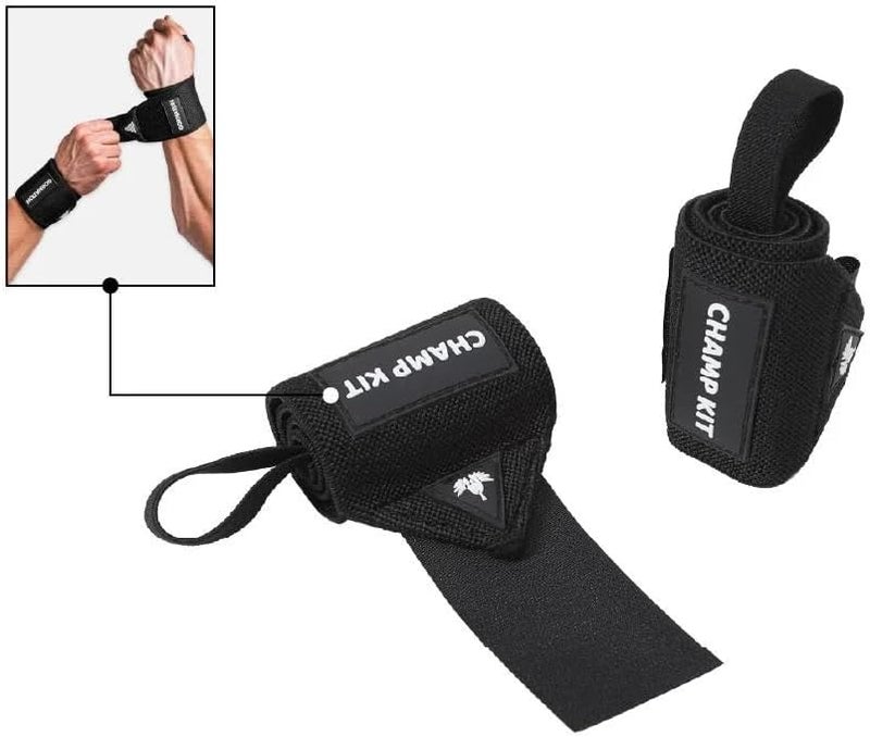 CHAMP KIT Weightlifting Wrist Straps with Neoprene Padding – Heavy-Duty Wrist Straps for Deadlifts, Powerlifting, and Strength Training – Non-Slip Grip Support for Gym and Home Workouts - Image 3