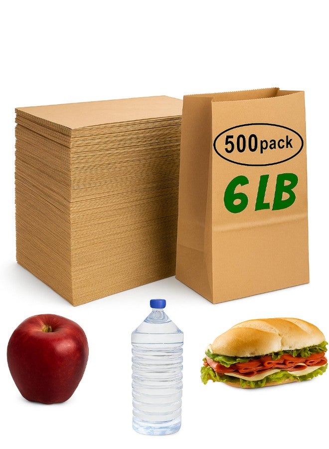 pizety Brown Paper Bags 6 lb - 500 Count Kraft Lunch Bags for Sandwiches, Snacks, Crafts - Recyclable Paper Sacks for Food, School or Takeout - Bulk Pack - Image 1