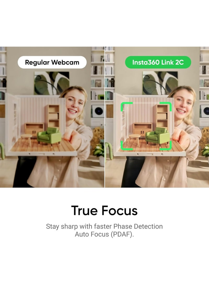 Insta360 LINK 2C | 4K Webcam, DSLR Quality, Noise Cancelling, Gesture Control, Auto Framing, True Focus, for On-Line Presentations, Conference, Streaming, Zoom, Teams Video Calls - Graphite Black Link 2c - Image 5