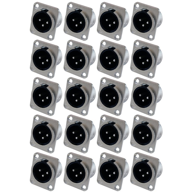 GLS Audio XLR Male Jack 3 Pin - Panel Mount Jacks D Series Size XLR-M - 20 Pack - Image 1
