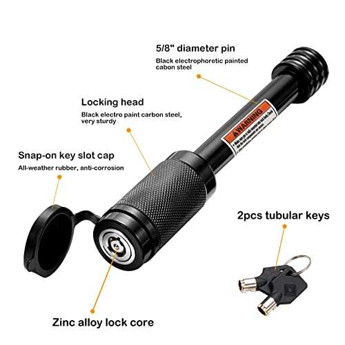 CZC AUTO قفل مستقبل مقطورة CZC AUTO مع دبوس 5/8" لمستقبلات الفئة III IV 2" و 2-1/2" لمقعد دراجة مقطورة حبل سحب لمقطورة شاحنة سيارة قارب (عبوة 2)  - Image 2