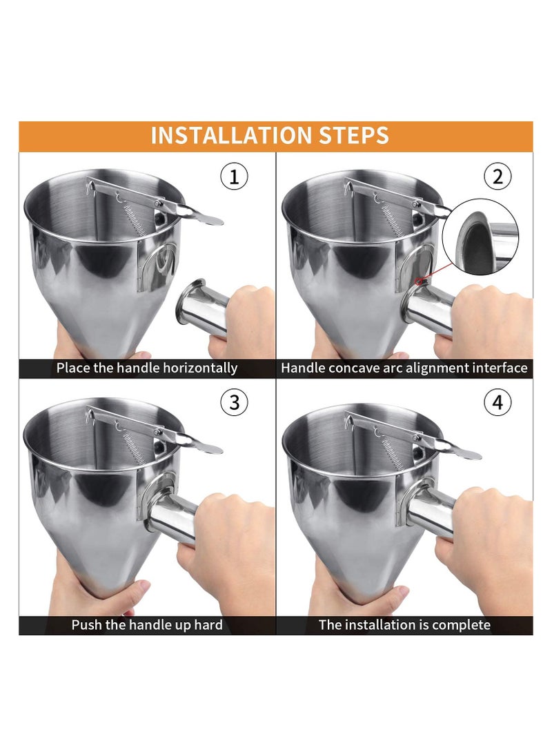 AMM Stainless Steel Pancake Batter Dispenser with Stand Funnel Dispenser for Takoyaki Baking and Crepes  Mess-Free Precision Kitchen Tool  - Image 3