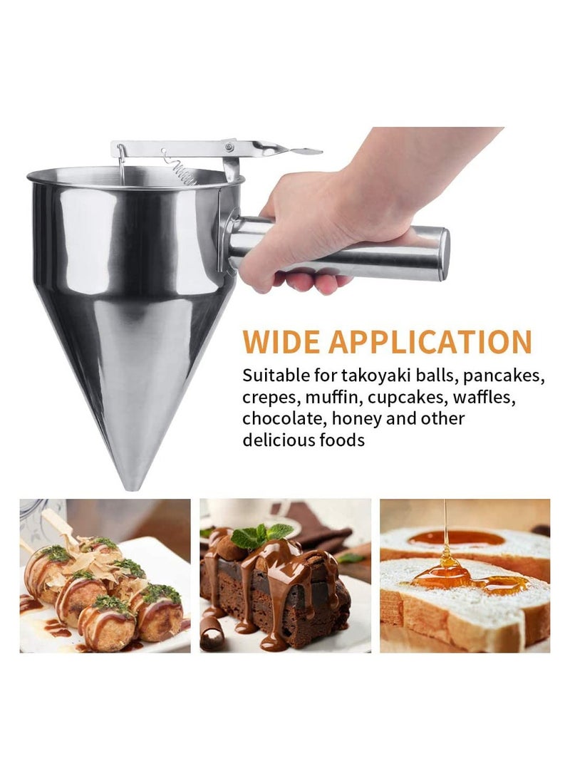 AMM Stainless Steel Pancake Batter Dispenser with Stand Funnel Dispenser for Takoyaki Baking and Crepes  Mess-Free Precision Kitchen Tool  - Image 4
