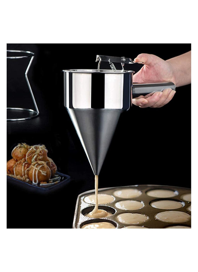 AMM Stainless Steel Pancake Batter Dispenser with Stand Funnel Dispenser for Takoyaki Baking and Crepes  Mess-Free Precision Kitchen Tool  - Image 2