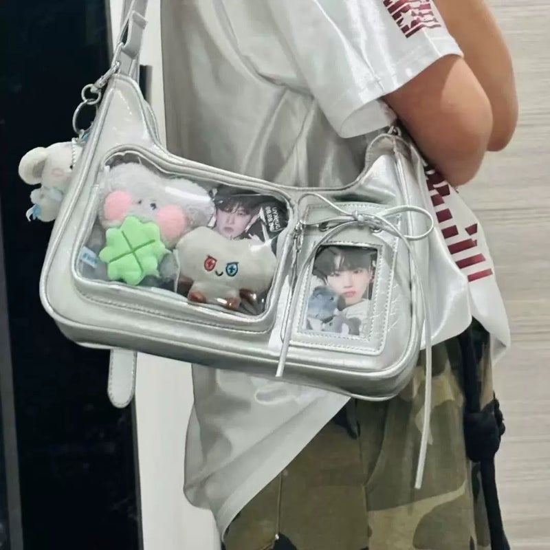 Small Card Version Of The New Two-Dimensional Small Snack Transparent Badge Pain Bag For Girls, Fashionable Shopping And Commuting Shoulder Crossbody Bag - Image 1