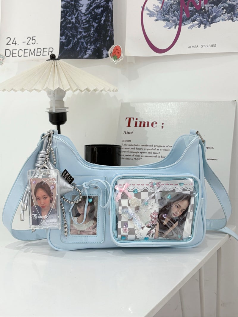 Small Card Version Of The New Two-Dimensional Small Snack Transparent Badge Pain Bag For Girls, Fashionable Shopping And Commuting Shoulder Crossbody Bag - Image 4