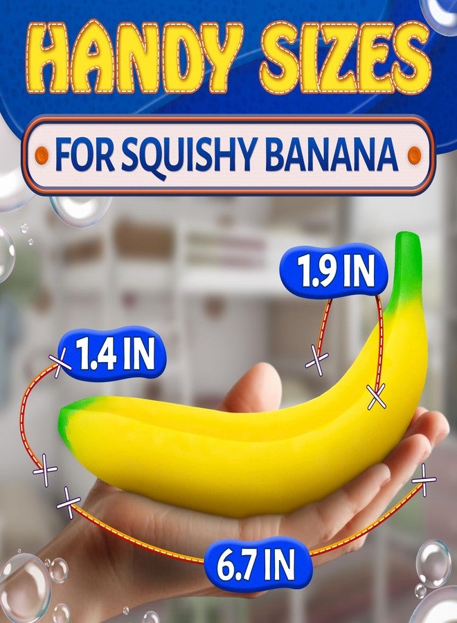 Tesorrio Fake Banana Squishy Toys - 6.7x1.4 Soft Foam Banana Toy | Lightweight & Durable PU Foam Squishy Fidget | Fun & Relaxing with a Bright, Realistic Look, Great for Desk Decor, Gift Giving & Party Favors - Image 2