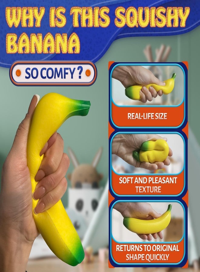 Tesorrio Fake Banana Squishy Toys - 6.7x1.4 Soft Foam Banana Toy | Lightweight & Durable PU Foam Squishy Fidget | Fun & Relaxing with a Bright, Realistic Look, Great for Desk Decor, Gift Giving & Party Favors - Image 3
