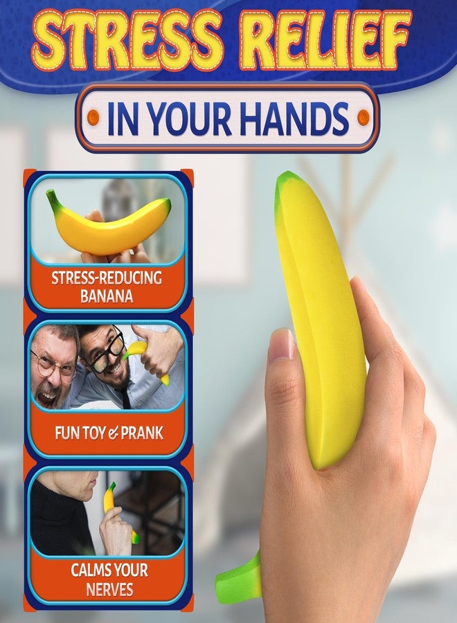 Tesorrio Fake Banana Squishy Toys - 6.7x1.4 Soft Foam Banana Toy | Lightweight & Durable PU Foam Squishy Fidget | Fun & Relaxing with a Bright, Realistic Look, Great for Desk Decor, Gift Giving & Party Favors - Image 5