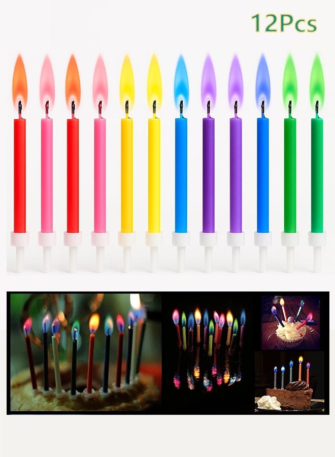 12 Count Birthday Cake Candles Happy Birthday Candles Colorful Candles Holders Included,  Unscented - Image 1