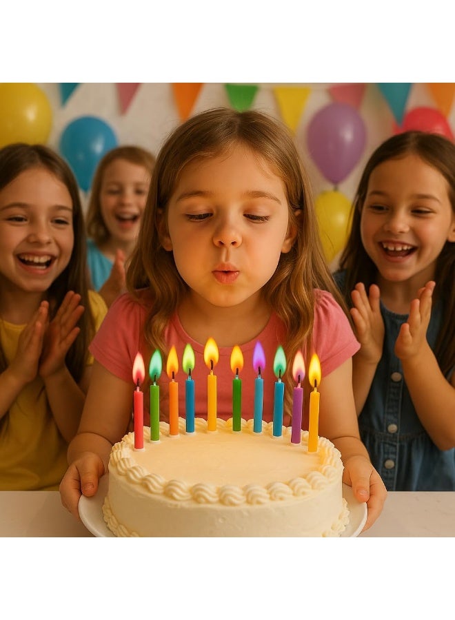12 Count Birthday Cake Candles Happy Birthday Candles Colorful Candles Holders Included,  Unscented - Image 2