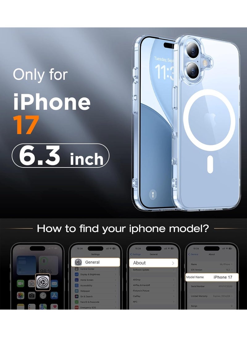 Case Magnetic anti-slip case with camera protection, semi-transparent shockproof screen protector for iPhone 17, crystal clear color - Image 2