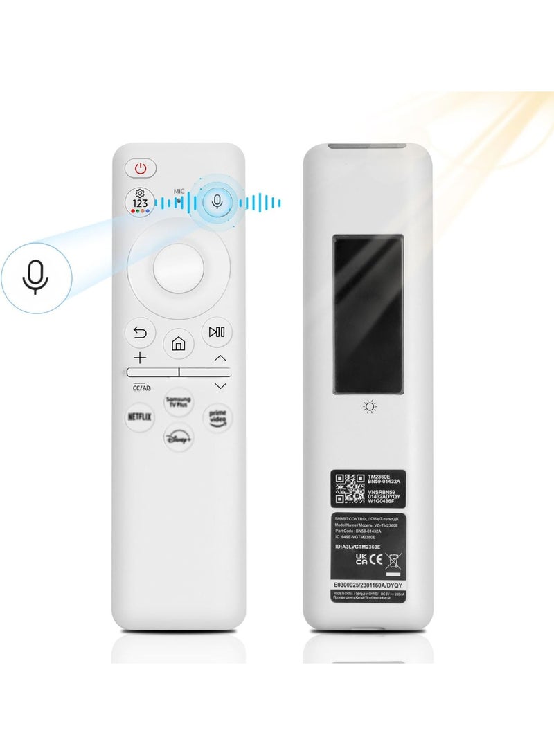 ELTRAZONE BN59-01432A Solar Voice Remote Control – Replacement Remote for Samsung Neo QLED Smart TVs (2021–2023), Eco-Friendly Solar Charging with USB-C, Built-In Voice Control, Bluetooth + IR, Universal Compatibility with Smart Hub, Slim Ergonomic Design – No Batteries Needed - Image 1
