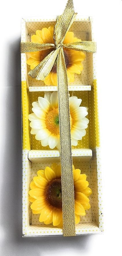 Ayansh Trader Store Sunflower Shaped Wax Floating Candles Tea Lights for Centre Pieces Diwali Decorations Christmas New Year Home Decor Return Randam Color Gift with Diwali Gift 
