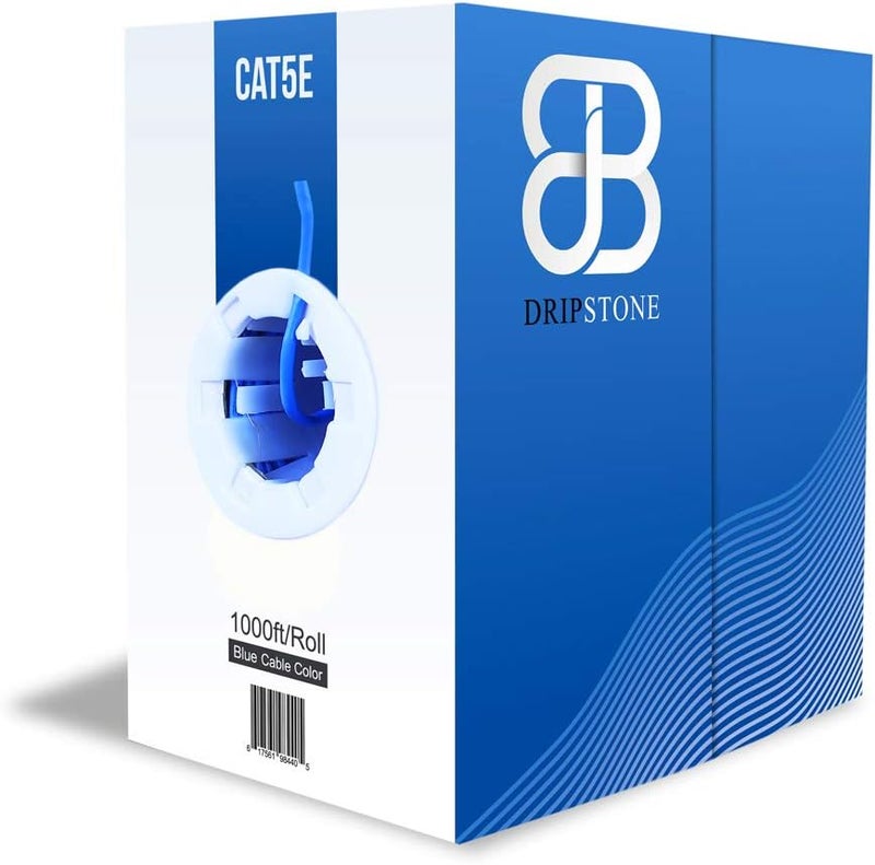 Dripstone 600001 1000ft CAT5e 4/UTP Ethernet LAN Cable 24AWG Network Wire (Blue) - Image 1