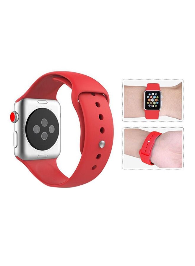 Silicone Bracelet For Apple Watch Series 5/6/7 42/44/45mm Red - Image 2