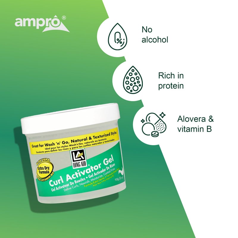 Ampro Long-Aid Activator Gel - Enriched with Aloe Vera, Protein, and Vitamin B Complex - Brings Essential Moisture to Strands - Defines Your Natural Curls - Extra Dry - 32 oz - Image 5