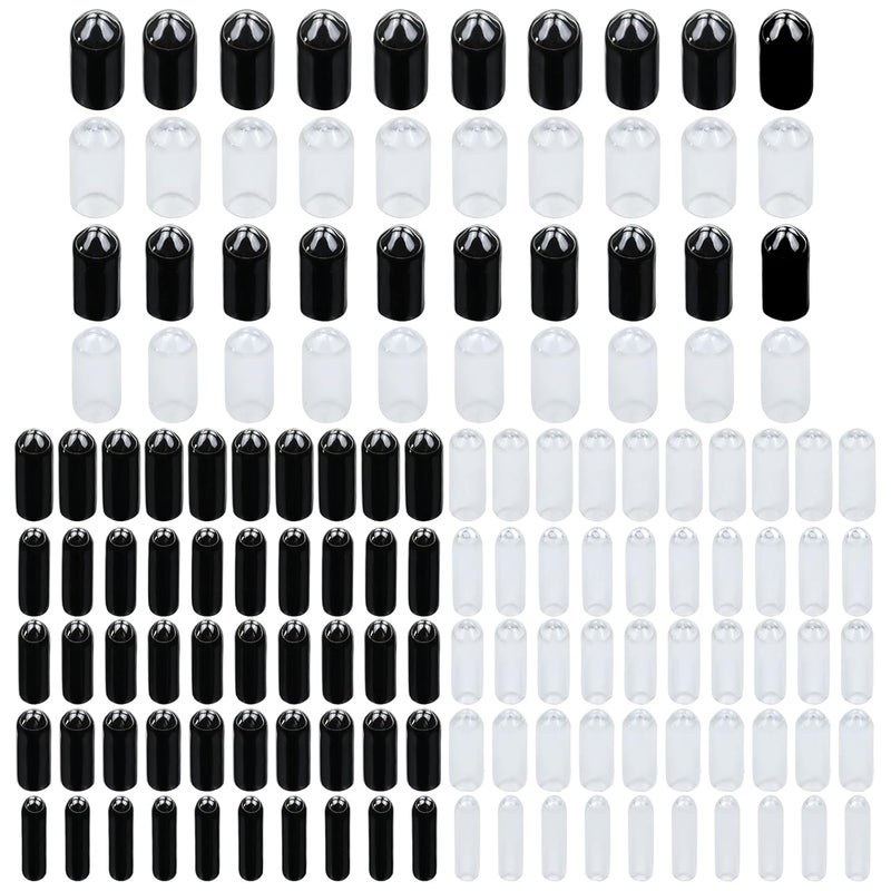 Lawie Lawie 140 Pack 2 MM65 MM Clear Black Headbands Rubber End Caps Hair Clips Hair Pins Hair Bands Safe Elastic Protect Tube Covers Screw Thread Cable Bolt Round Protectors Feet Tips Accessories