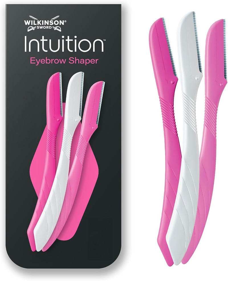 WILKINSON SWORD - Intuition Eyebrow Shaper | Facial Hair Remover and Trimmer | Exfoliating Dermaplaning Tool | 3 x Disposable Razors - Image 1