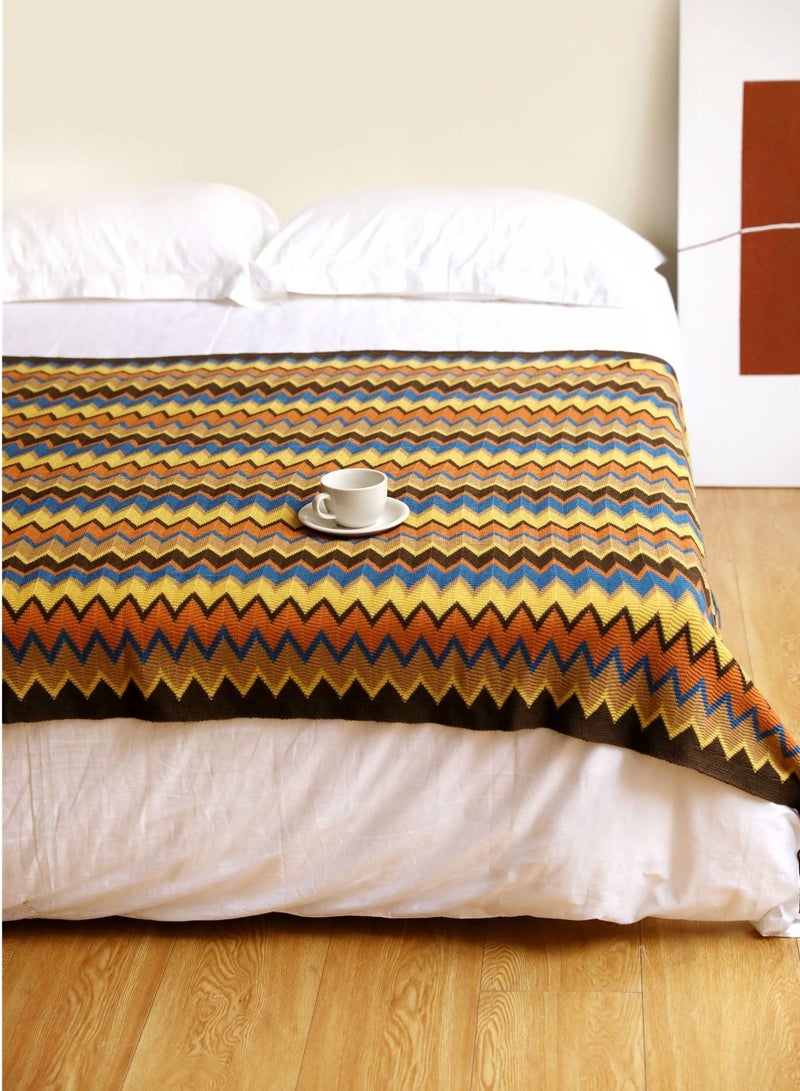 إسكدنيا شرابة تصميم بوهيميا نمط محبوك بطانية لينة براون مزيج - Image 3