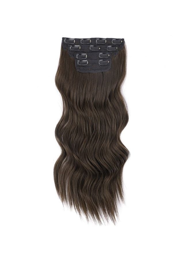 Vigorous - Clip in Hair Extensions 20 Inch Chocolate Brown Hair Extensions for Women Natural Wavy Extensions Synthetic Full Head - Image 1