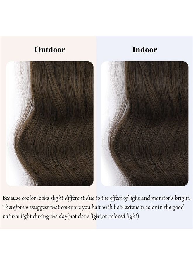 Vigorous - Clip in Hair Extensions 20 Inch Chocolate Brown Hair Extensions for Women Natural Wavy Extensions Synthetic Full Head - Image 1