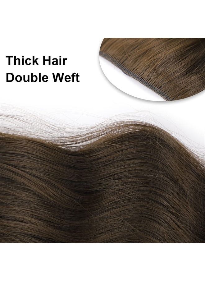 Vigorous - Clip in Hair Extensions 20 Inch Chocolate Brown Hair Extensions for Women Natural Wavy Extensions Synthetic Full Head - Image 1