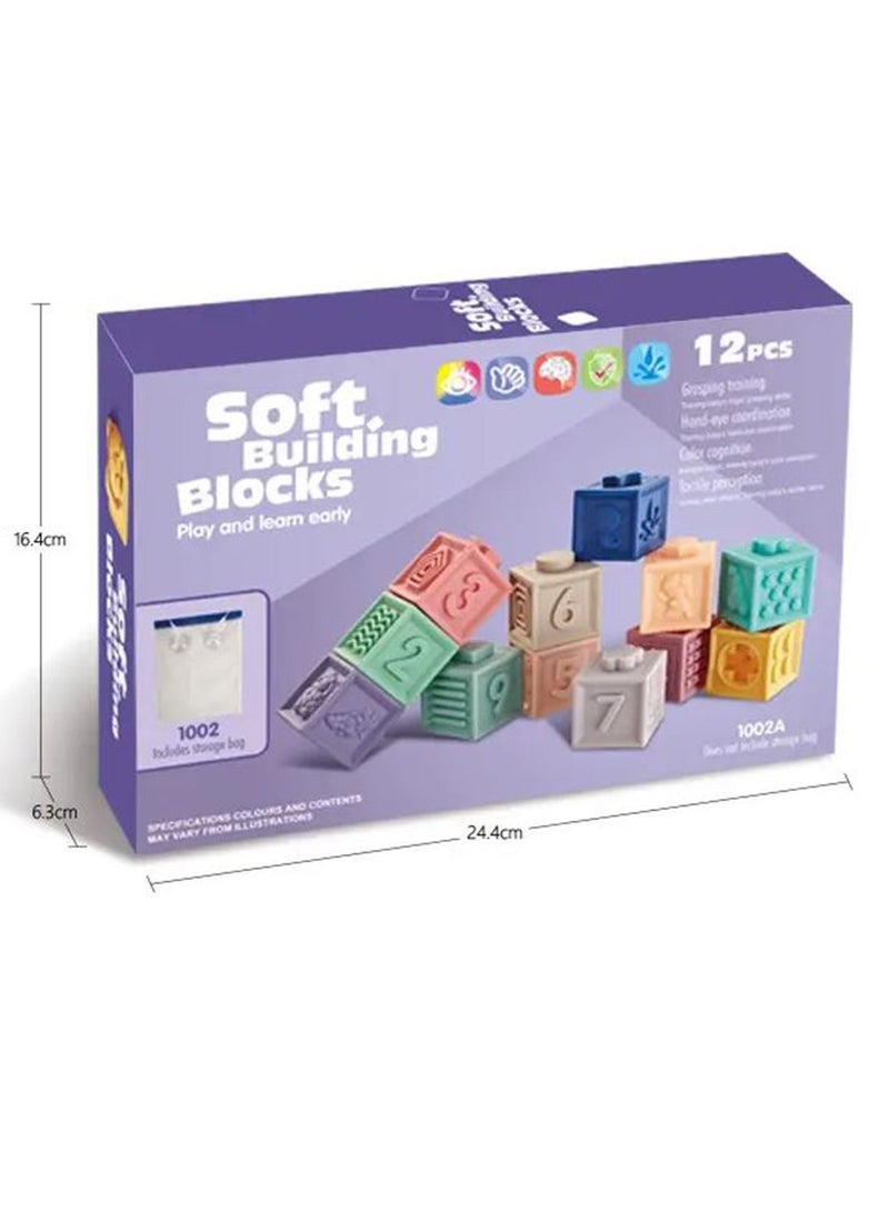 Early Education Digital Cognitive Animals To Building Blocks Soft Plastic Building Blocks For Infants And Young Children (12 Pieces)  - Image 3