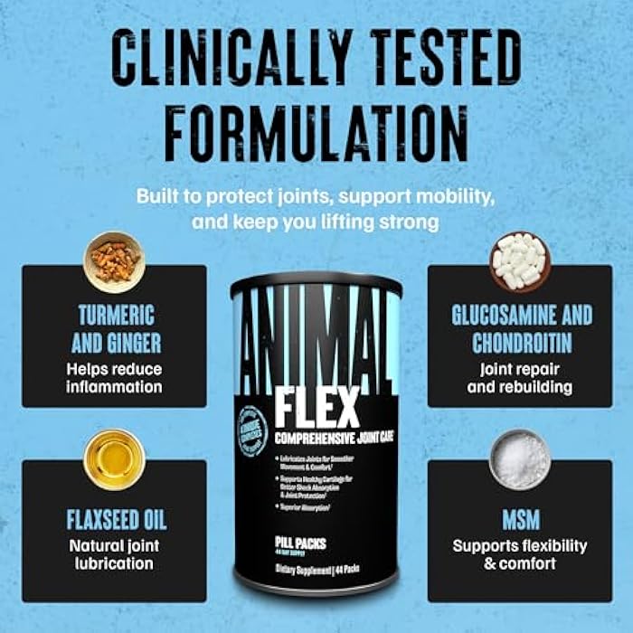 Animal Flex - Glucosamine Chondroitin Joint Supplement for Women and Men Discomfort with Turmeric, MSM, Boswellia for Cartilage, Joint Health, Muscles, Back, Knees, Shoulder, and Hip, 44 Packs - Image 5