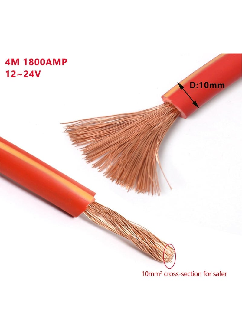 4M Professional Jumper Cables - Ultra High Power 1800AMP Heavy Duty Jump Leads - 4 Meters Long for HGV, Trucks, Vans & Cars - Reliable Booster Cables for 12V-24V Batteries - Image 5