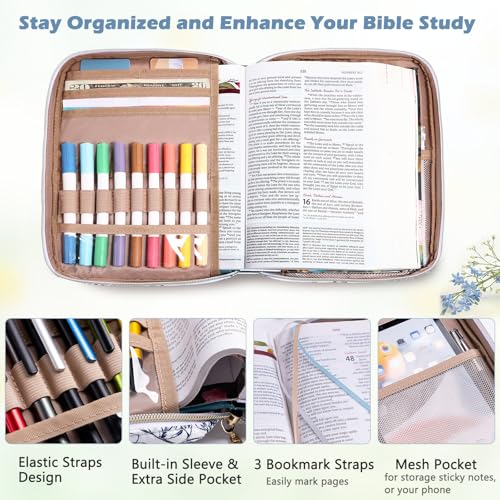 Aplufine Bible Cover for Women - Soft Bible Case - Carrying Book Case for Bible Accessories - Bible Holder Case for Women - Girls Bible Bag - Bible Carrier - Bible Sleeve - Church Bag - Image 4