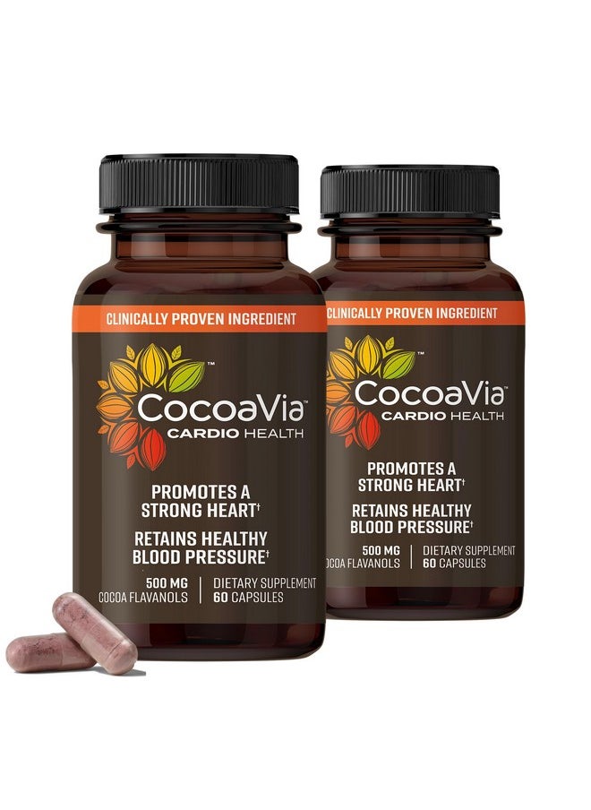 CocoaVia CocoaVia Cardio Health Supplement, 60 Day, 500mg Cocoa Flavanols, Support Heart Health, Boost Nitric Oxide, Blood Circulation, Energy, Vegan, Dark Chocolate, 120 Capsules  - Image 1