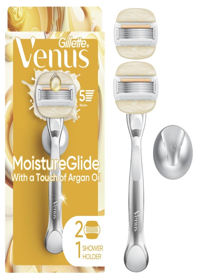 Venus Moistureglide Women's Razor, Reusable Handle, 2 Razor Blade Refills and Shower Holder - Image 1