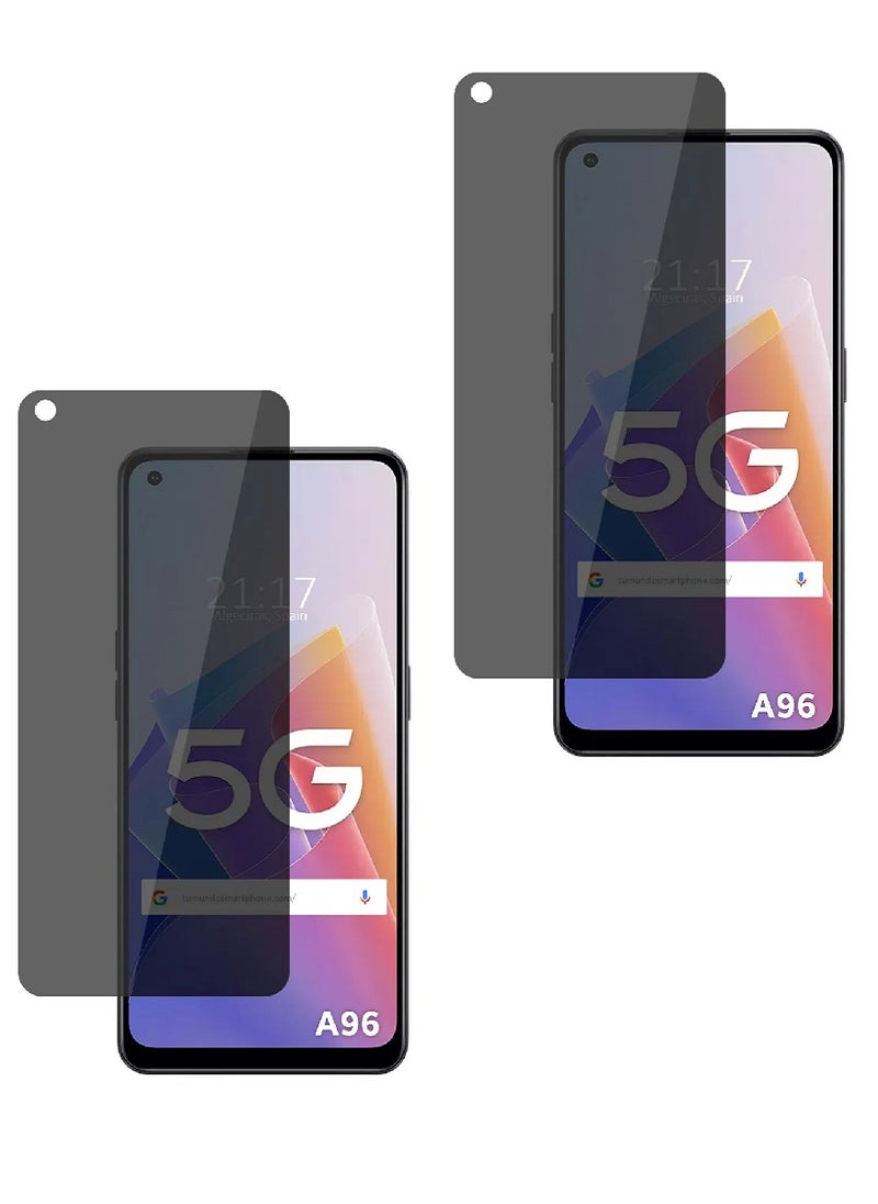 Super 2 Pieces Tempered Glass Screen Protector Anti-Spy Privacy  Designed For Oppo A96 5G Full Screen Coverage And Bubble Free - Image 1