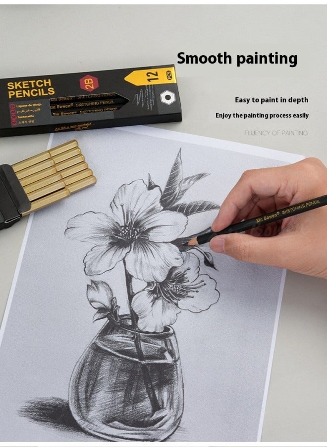 Xinbowen 12-Piece Sketching Pencil Set – Mixed Hardness for Beginners and Art Students - Image 4