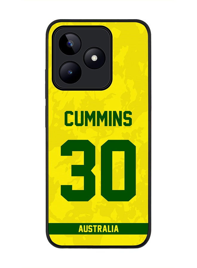 Stylizedd حافظة حواف سوداء متينة لهاتف Realme C53، حافظة مرنة رفيعة مضادة للصدمات TPU جل - فريق أستراليا بات كمنز، رقم القميص 30 - Image 1