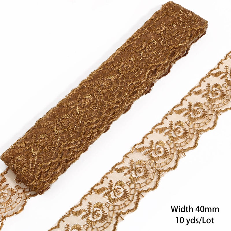 Factory wholesale color embroidery lace decoration clothing accessories accessories diy hand woven material accessories Light brown - Image 1
