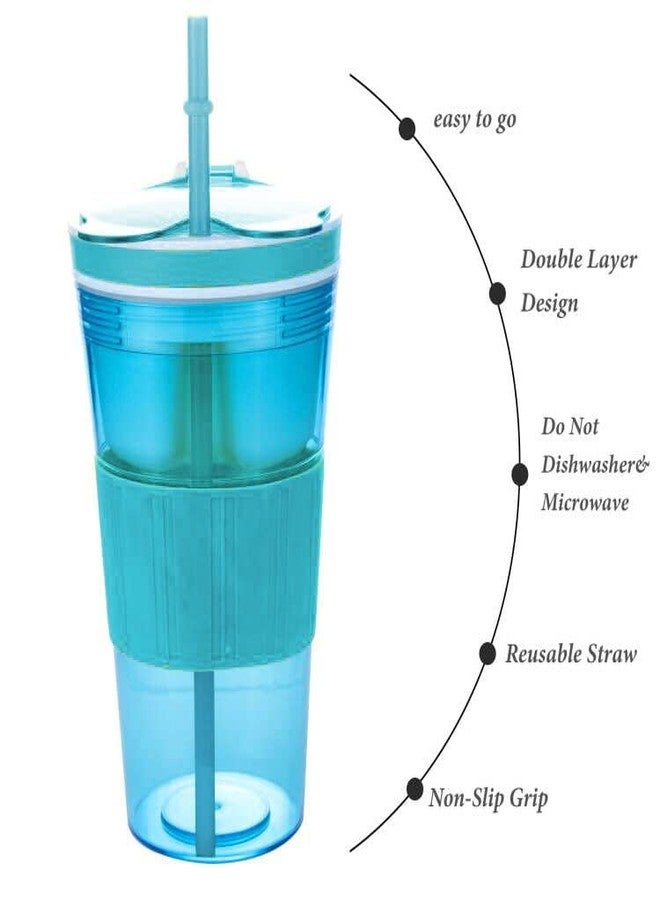 CaySep Cereal On the Go Cups Container Breakfast Drink Cups Portable Storage Cup with Spoon Breakfast Drink-Cups (Blue) - Image 4