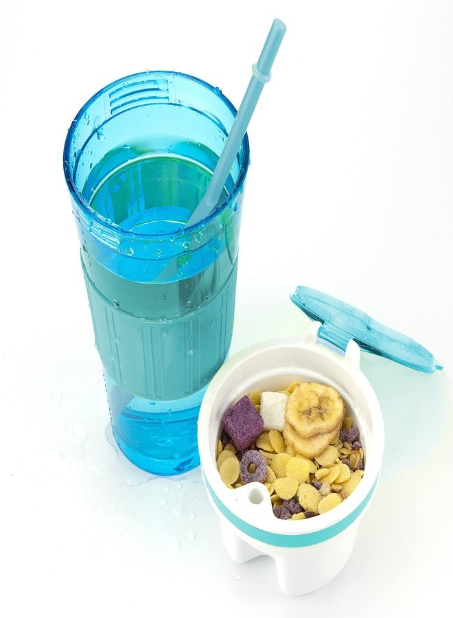 CaySep Cereal On the Go Cups Container Breakfast Drink Cups Portable Storage Cup with Spoon Breakfast Drink-Cups (Blue) - Image 2