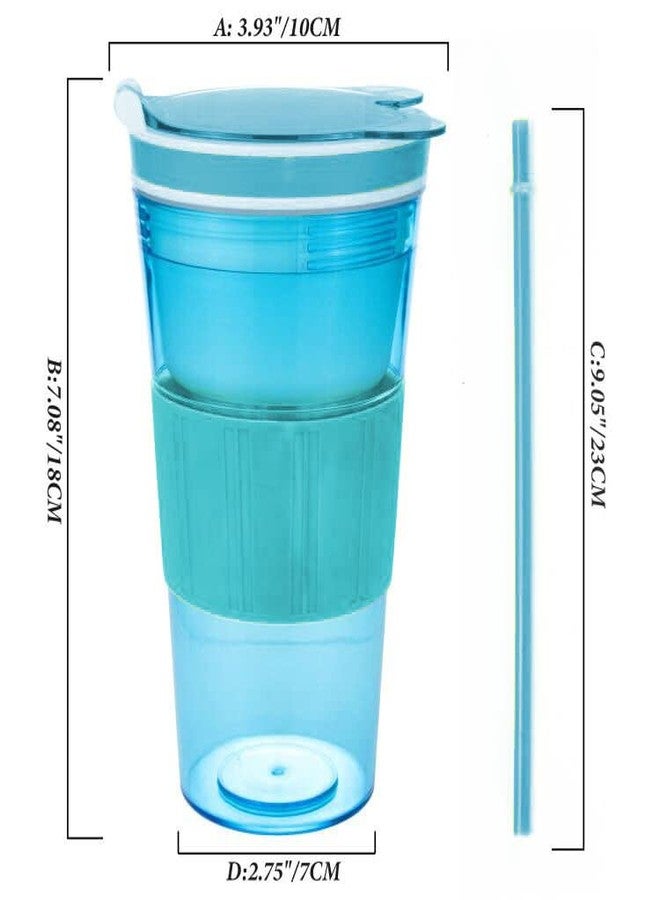 CaySep Cereal On the Go Cups Container Breakfast Drink Cups Portable Storage Cup with Spoon Breakfast Drink-Cups (Blue) - Image 3