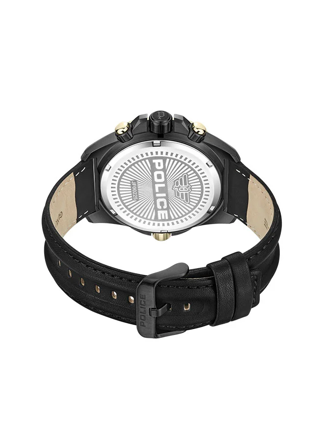POLICE Electrical 46mm Men's Multifunction Watch with Black Leather  Strap