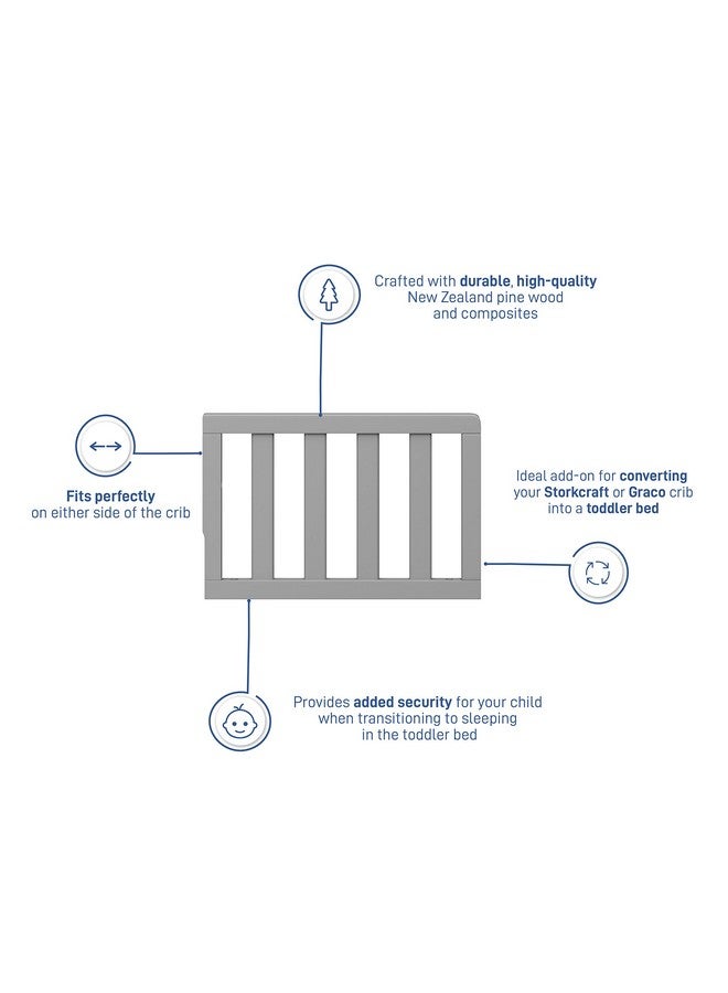 Graco Toddler Safety Guardrail with Slats (Pebble Gray) for Storkcraft Crib Conversion - GREENGUARD Gold Certified - Image 2